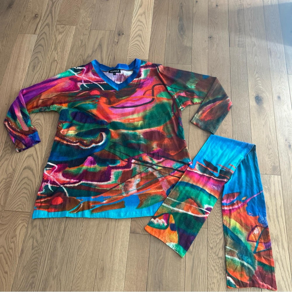 DILEMMA Dhun Shroff size M Superfine Cotton Art To Wear Tunic Top & Scarf